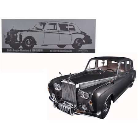 Paragon Models 1 isto 18 1964 Rolls Royce Phantom V MPW LHD Diecast Model Car, Gunmetal Grey 98214